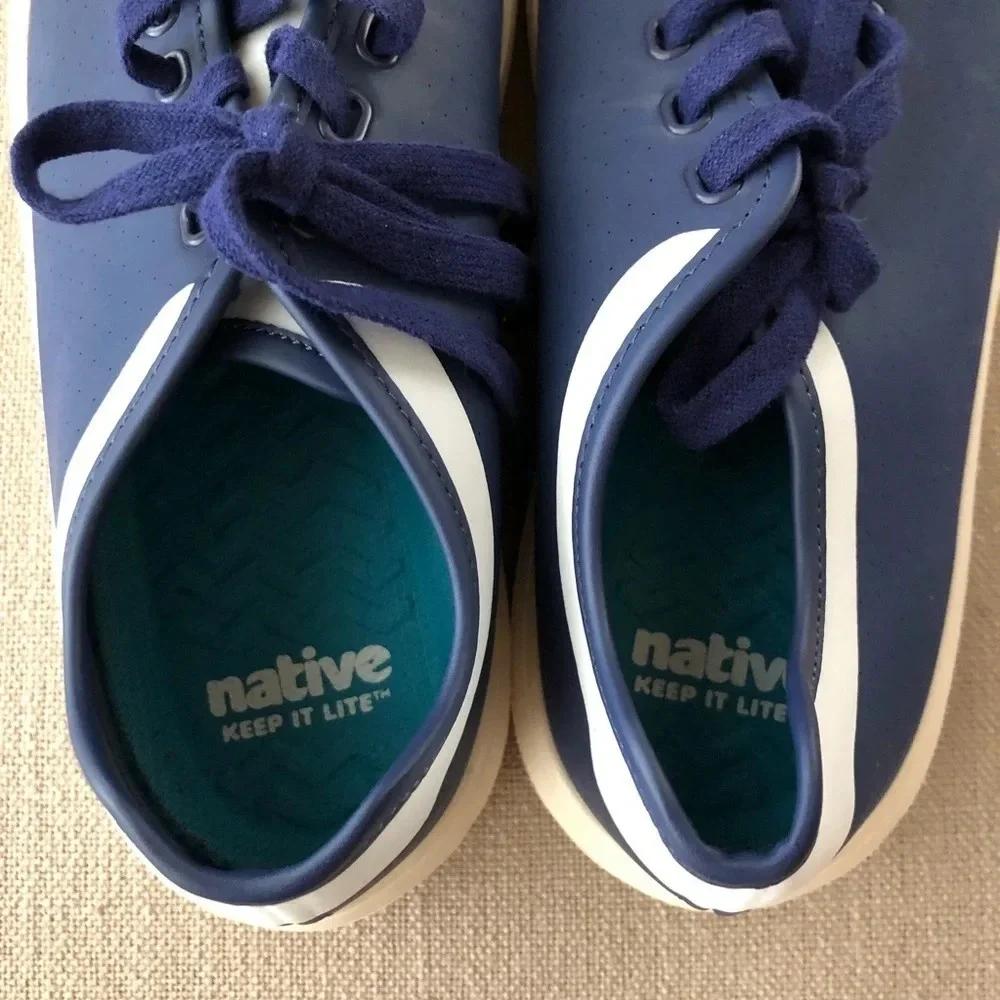 Native Mens 6.5 Monte Carlo Navy Lace Up Waterproof Shoes Sneakers Beach‎ Pool